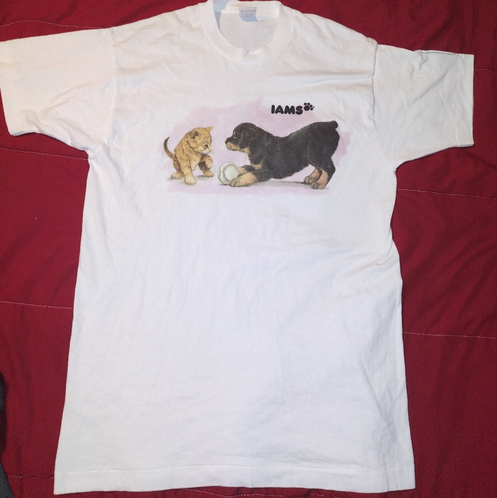 vintage iams single stitch tshirt L womens Made In Usa